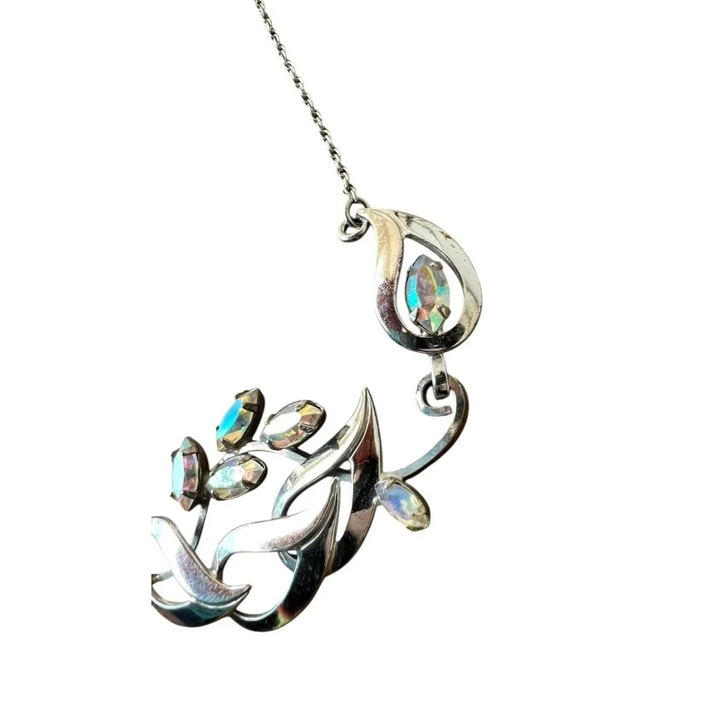 Vintage Sterling A.B. Rhinestone Necklace‎ Curtis Creations Signed Short Chain